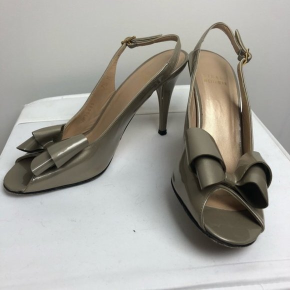 Stuart Weitzman Y2K Patent Leather Sling Back Bow Heels 7.5 - Picture 1 of 5